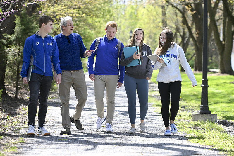 students walking and talking