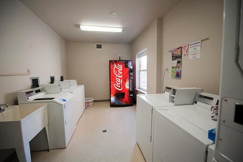 laundry room in quads with soda machine